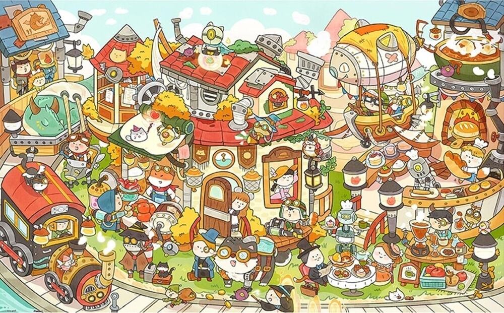 Pintoo Showpiece 1000 Piece Plastic Jigsaw Puzzle H3591 Steampunk Cat Town New